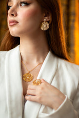 JS0004 - Saba Style Musnad & Arabesque Gold Plated Jewelry Set