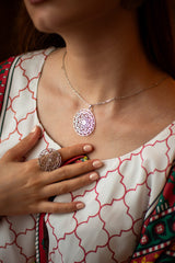 JS0009 - Saba Style Musnad & Arabesque Silver Jewelry Set